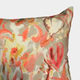 Abstract Watercolour Floral Velvet Cushion - Beige, - Last Two - thumbnail 1