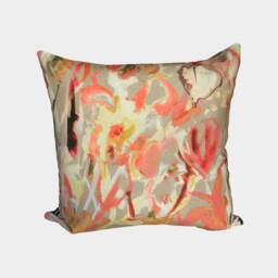 Abstract Watercolour Floral Velvet Cushion - Beige, - Last Two - thumbnail 2