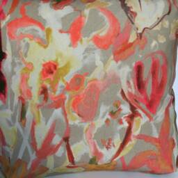 Abstract Watercolour Floral Velvet Cushion - Beige, - Last Two - thumbnail 4