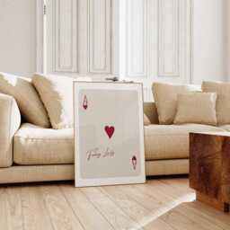 Feeling Lucky Ace Of Hearts Print Beige & Red Playing Card Wall Art - thumbnail 2