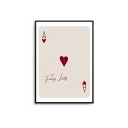 Feeling Lucky Ace Of Hearts Print Beige & Red Playing Card Wall Art - thumbnail 1