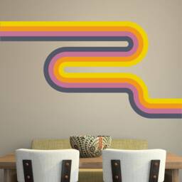 70S Style Retro Stripes Wall Stickers Art Car Campervan Orange Navy - thumbnail 2