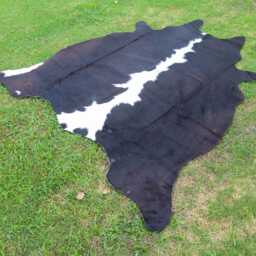 Natural Black & White Cow Skin Rug - Handmade Brazilian Cowhide For Living Room Luxury Large Floor Area Ideal Gift Christmas - thumbnail 3