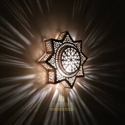 Handmade Brass Moroccan Wall Light Sconce Geometric Decor - thumbnail 2