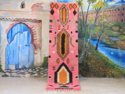 Custom Runner Moroccan Hand Knotted Pink Runner Rug, Wool Rug Shaggy Authentic Moroccan Rug, Fluffy Rug - thumbnail 1