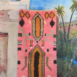 Custom Runner Moroccan Hand Knotted Pink Runner Rug, Wool Rug Shaggy Authentic Moroccan Rug, Fluffy Rug - thumbnail 2