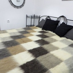 Hand Woven Geometric Wool Blanket Carpathian Hutsul Throw - thumbnail 2