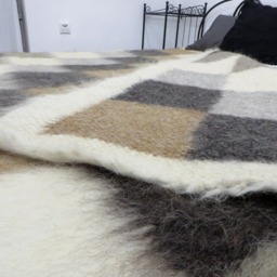 Hand Woven Geometric Wool Blanket Carpathian Hutsul Throw - thumbnail 4