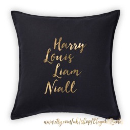 One Direction Inspired 50 cm Cotton Cushion Cover With Gold Vinyl Lettering - thumbnail 3