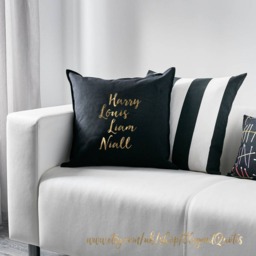 One Direction Inspired 50 cm Cotton Cushion Cover With Gold Vinyl Lettering - thumbnail 2