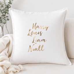 One Direction Inspired 50 cm Cotton Cushion Cover With Gold Vinyl Lettering