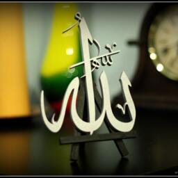 Beautiful Table Top Wood Artwork - Allah Islamic Art Arabic Calligraphy - thumbnail 2