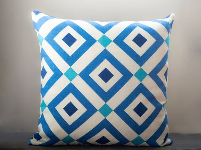 Blue Geometric Diamond Pillow - image 1