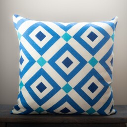 Blue Geometric Diamond Pillow - thumbnail 3