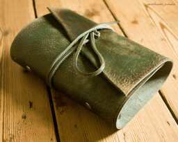 Personal Size Distressed Green Leather Wrap Ring Binder, Filofax Compatible 6 Organiser, Soft Around Cover Travel Planner - thumbnail 1