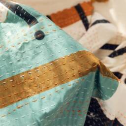 Handmade Kantha Throw Blanket 100% Cotton Block Print Boho Quilt - thumbnail 3
