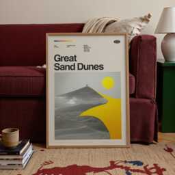 Great Sand Dunes National Park Mid-Century Travel Poster, Abstract Minimalist Art Print, Colorado - thumbnail 2
