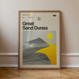 Great Sand Dunes National Park Mid-Century Travel Poster, Abstract Minimalist Art Print, Colorado - thumbnail 1