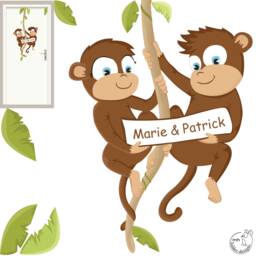 "Wall Sticker ""Two Monkeys Door Sign" - thumbnail 1