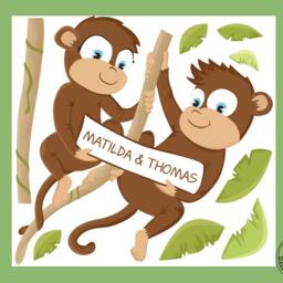 "Wall Sticker ""Two Monkeys Door Sign" - thumbnail 3