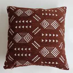 Moroccan Velvet Cushion Cover, Handmade Brocade Deep Brown Pillow Case, Decorative 20''x20''/50x50 cm - thumbnail 1