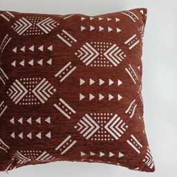 Moroccan Velvet Cushion Cover, Handmade Brocade Deep Brown Pillow Case, Decorative 20''x20''/50x50 cm - thumbnail 2