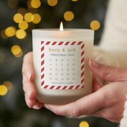 Personalised Advent Calendar Candle Candy Cane Stripe, Christmas Scented - thumbnail 1