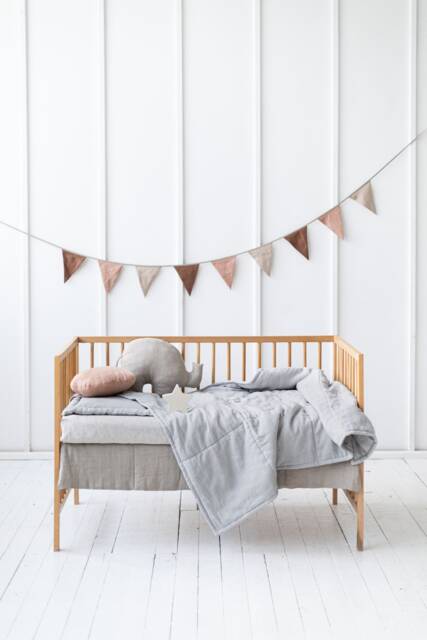 Linen Baby Quilt.quilted Linen Blanket For Crib.linen Bedspread. Shower Gift.linen With Filling - image 1