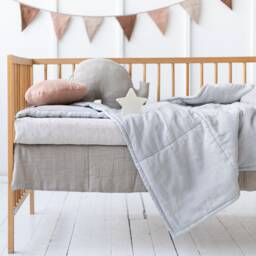 Linen Baby Quilt.quilted Linen Blanket For Crib.linen Bedspread. Shower Gift.linen With Filling - thumbnail 3