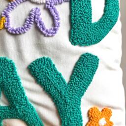 "Handmade Punch Needle Pillow Cover ""It's A Good Day" - thumbnail 3