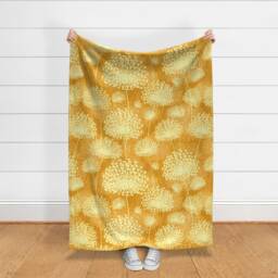 Yellow Flowers Throw Blanket - Orange Gold Summer Dandelion Vintage Dandelions By Chicca_Besso - thumbnail 3