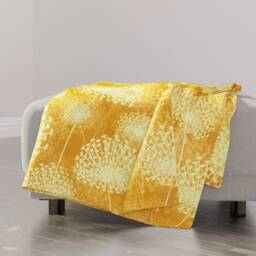 Yellow Flowers Throw Blanket - Orange Gold Summer Dandelion Vintage Dandelions By Chicca_Besso - thumbnail 1