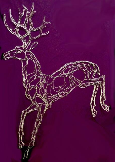 Silvery 5Ft Deer Wire Sculpture, Indoor Outdoor Art By Elizabeth Berrien - image 1