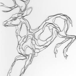 Silvery 5Ft Deer Wire Sculpture, Indoor Outdoor Art By Elizabeth Berrien - thumbnail 3