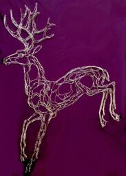 Silvery 5Ft Deer Wire Sculpture, Indoor Outdoor Art By Elizabeth Berrien