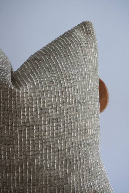 "Handwoven Grey Striped Pillow Cover Hmong Batik Textile - 20"" X 20" - image 1