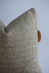 "Handwoven Grey Striped Pillow Cover Hmong Batik Textile - 20"" X 20" - thumbnail 1