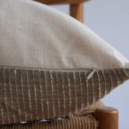 "Handwoven Grey Striped Pillow Cover Hmong Batik Textile - 20"" X 20" - thumbnail 3