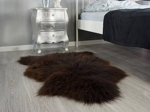 Sheepskin Brown Throw Genuine Leather Wool Carpet Decorative Rug Brown, Carpet, Gray Rugs, Chair Throw, Shag - image 1