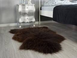 Sheepskin Brown Throw Genuine Leather Wool Carpet Decorative Rug Brown, Carpet, Gray Rugs, Chair Throw, Shag - thumbnail 1