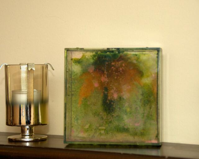 Found Object Plastic Box & Alcohol Ink Wall Art