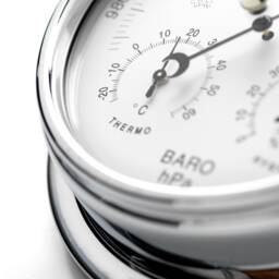 Tabic Chrome Barometer With Built in Hygrometer & Thermometer, Heavy Brass Case - 1/2Kg Electroplated Chromium, Handmade in England - thumbnail 3