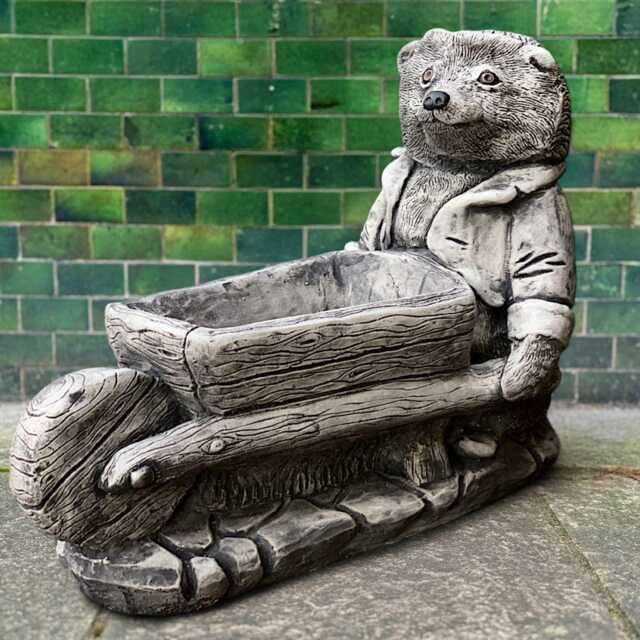 Outdoor Planter Statue Concrete Flower Pot Sculpture Cement Plant Figurine Handmade Garden Decoration Stone Bear Ornament Lover Gift - image 1
