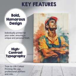 Confident Construction Worker Portrait Watercolour Industrial Artwork Canvas Wall Art Print Decor Picture Ready To Hang - thumbnail 2