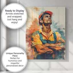 Confident Construction Worker Portrait Watercolour Industrial Artwork Canvas Wall Art Print Decor Picture Ready To Hang - thumbnail 3