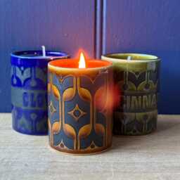 Hand Poured Soy Candles in Vintage Hornsea Pottery Heirloom Pattern Repurposed Vessels - Spice Jars - thumbnail 3