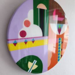 Handmade Round Wooden Epoxy Resin Wall Art Colorful Abstract Decor - thumbnail 2