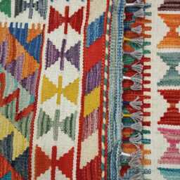 Multicolour Rug, Handmade Artisan Afghan Turkish Scandinavian Navajo Bohemian Flatweave Wool Kilim 162x98 cm - thumbnail 3