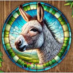 Donkey Sign, Plaque, Art, Faux Stained Glass Donkey, Metal Donkey Wall Farmhouse Decor - thumbnail 3