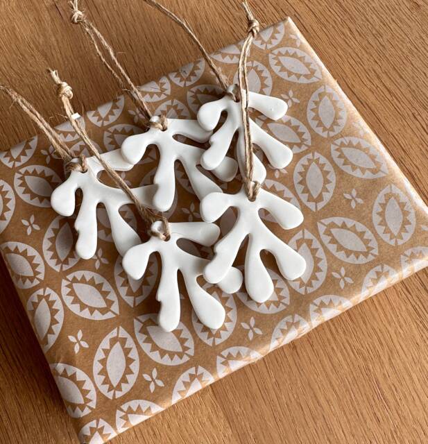 White Polymer Clay Coral Ornaments Coastal Christmas Decorations - image 1